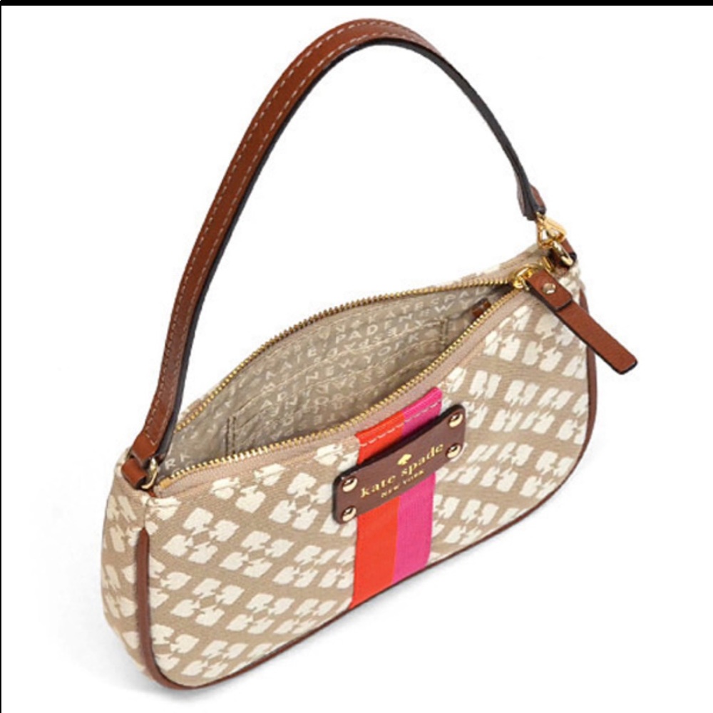 Kate Spade Classic Linet Wristlet Bag Tan Pink